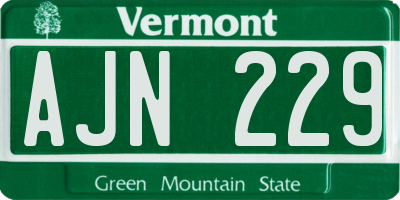 VT license plate AJN229