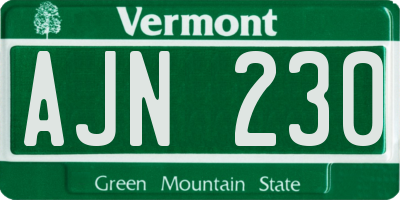 VT license plate AJN230