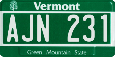 VT license plate AJN231