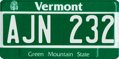 VT license plate AJN232