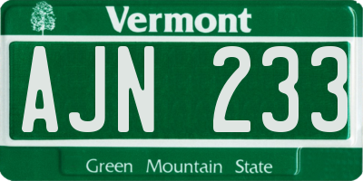 VT license plate AJN233
