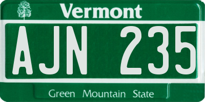 VT license plate AJN235