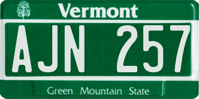 VT license plate AJN257