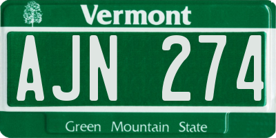 VT license plate AJN274