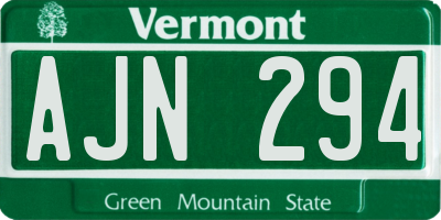 VT license plate AJN294