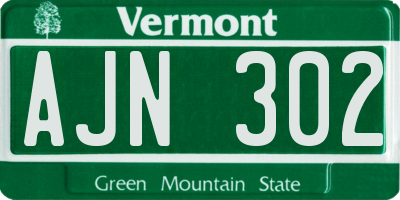 VT license plate AJN302