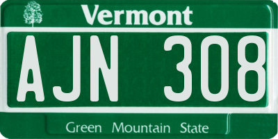 VT license plate AJN308