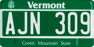 VT license plate AJN309