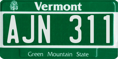 VT license plate AJN311