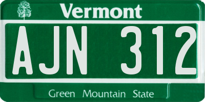 VT license plate AJN312