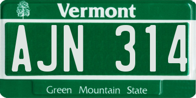 VT license plate AJN314