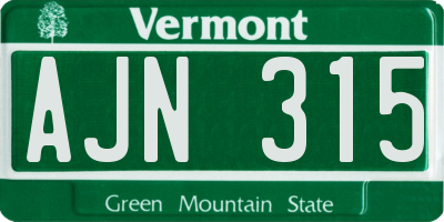 VT license plate AJN315