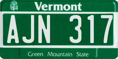 VT license plate AJN317