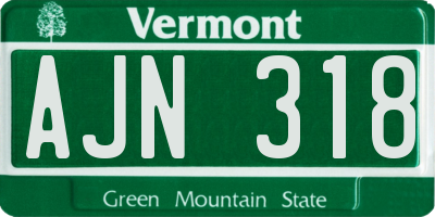 VT license plate AJN318