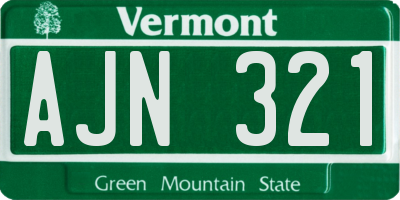 VT license plate AJN321