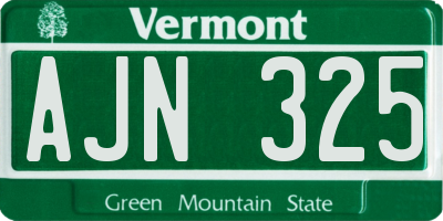 VT license plate AJN325