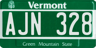 VT license plate AJN328