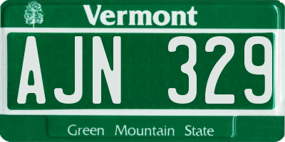 VT license plate AJN329