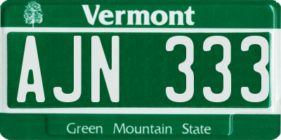VT license plate AJN333