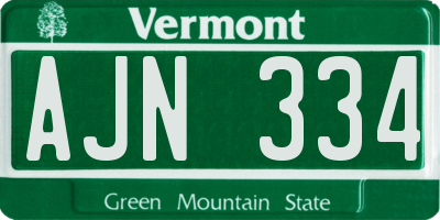 VT license plate AJN334