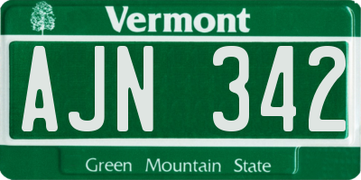 VT license plate AJN342