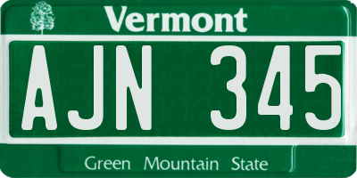 VT license plate AJN345