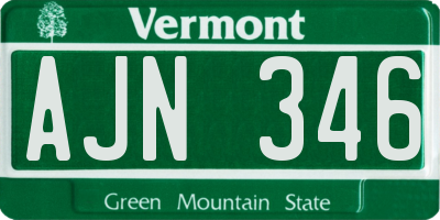 VT license plate AJN346