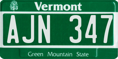 VT license plate AJN347