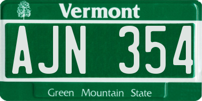VT license plate AJN354