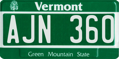 VT license plate AJN360