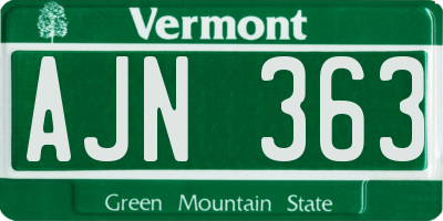 VT license plate AJN363