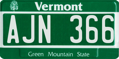 VT license plate AJN366