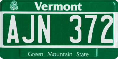 VT license plate AJN372
