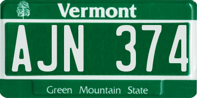 VT license plate AJN374