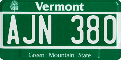 VT license plate AJN380