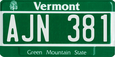 VT license plate AJN381