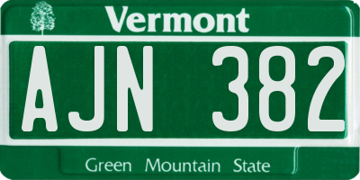 VT license plate AJN382