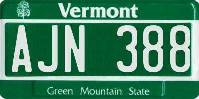 VT license plate AJN388
