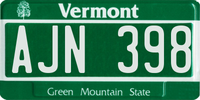 VT license plate AJN398