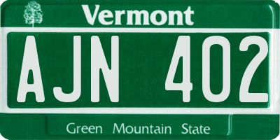 VT license plate AJN402