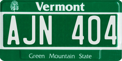 VT license plate AJN404
