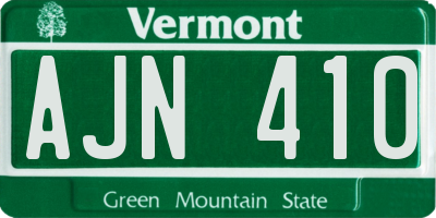 VT license plate AJN410