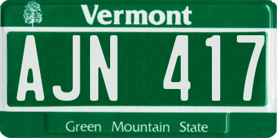 VT license plate AJN417