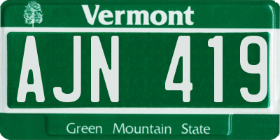 VT license plate AJN419