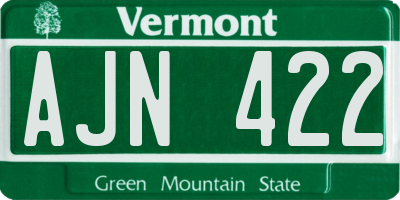 VT license plate AJN422