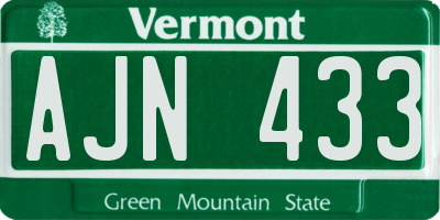 VT license plate AJN433