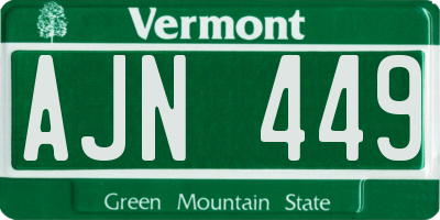 VT license plate AJN449