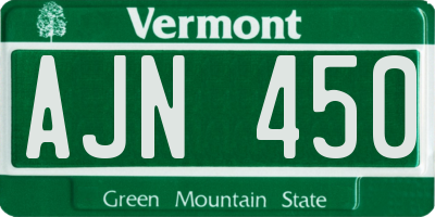 VT license plate AJN450