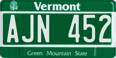 VT license plate AJN452