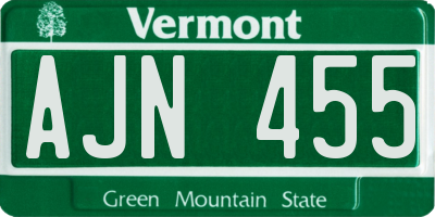 VT license plate AJN455